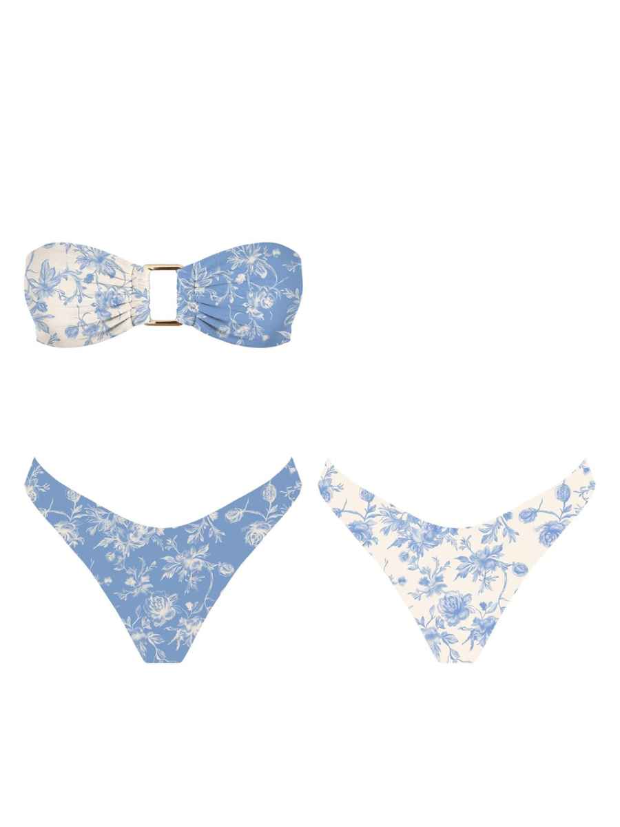 Bora Floral Bikini Top - Blue
