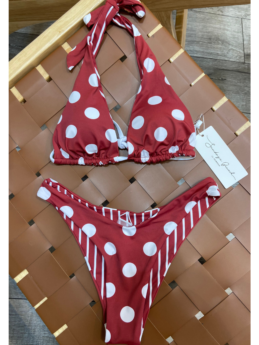 Lyla Reversible Bikini Top - Red